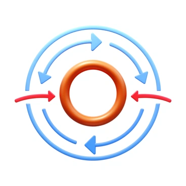 A 3D visualization of a solenoid, depicted as a coiled copper wire structure. Surrounding the solenoid, there is a representation of the magnetic field, illustrated with a series of blue and red arrows. The arrows indicate the direction of the magnetic field lines, flowing from one end of the solenoid to the other. The background is a simple gradient that enhances the visibility of the solenoid and the magnetic field arrows.