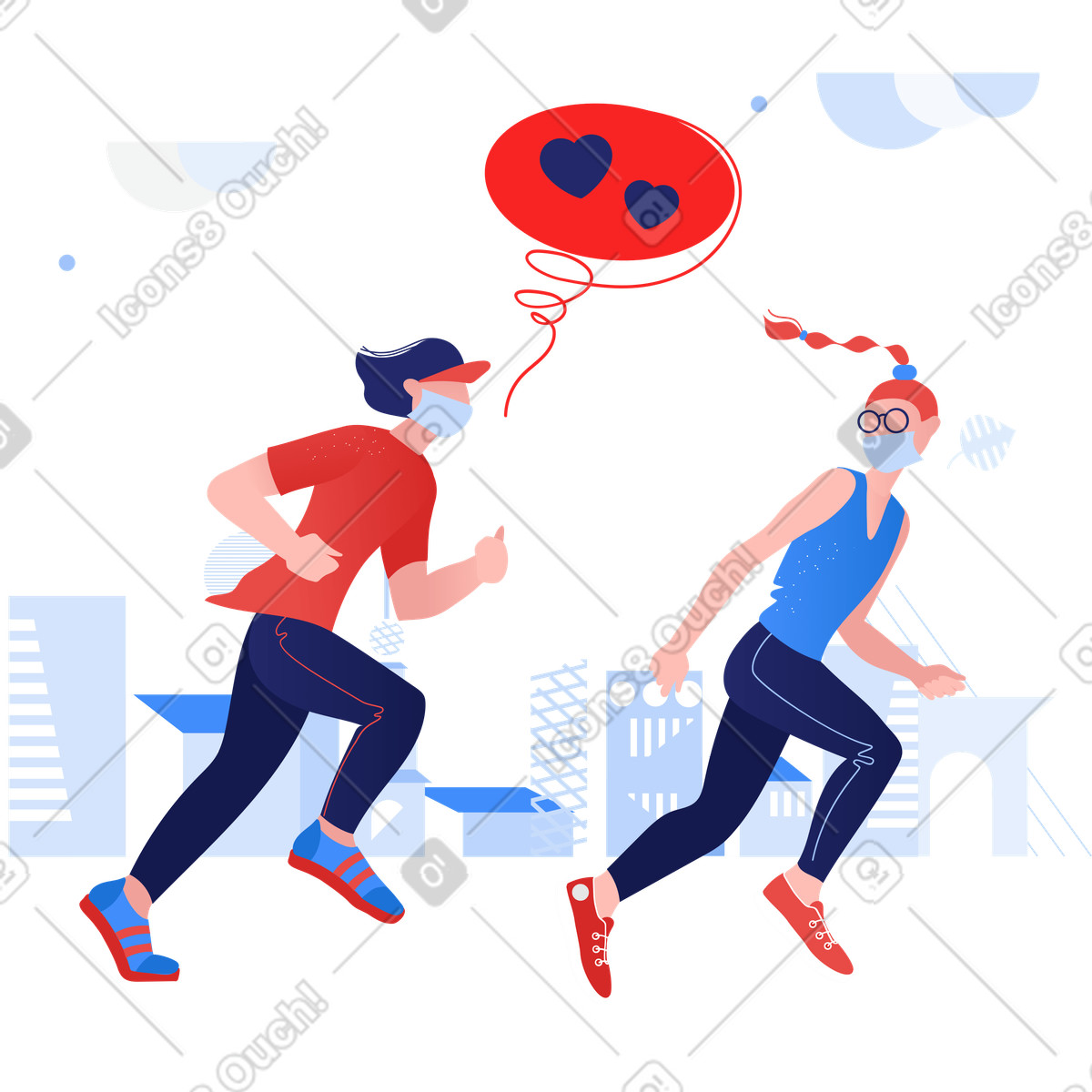 Correre in quarantena illustrazione stile Clip scarica PNG, SVG