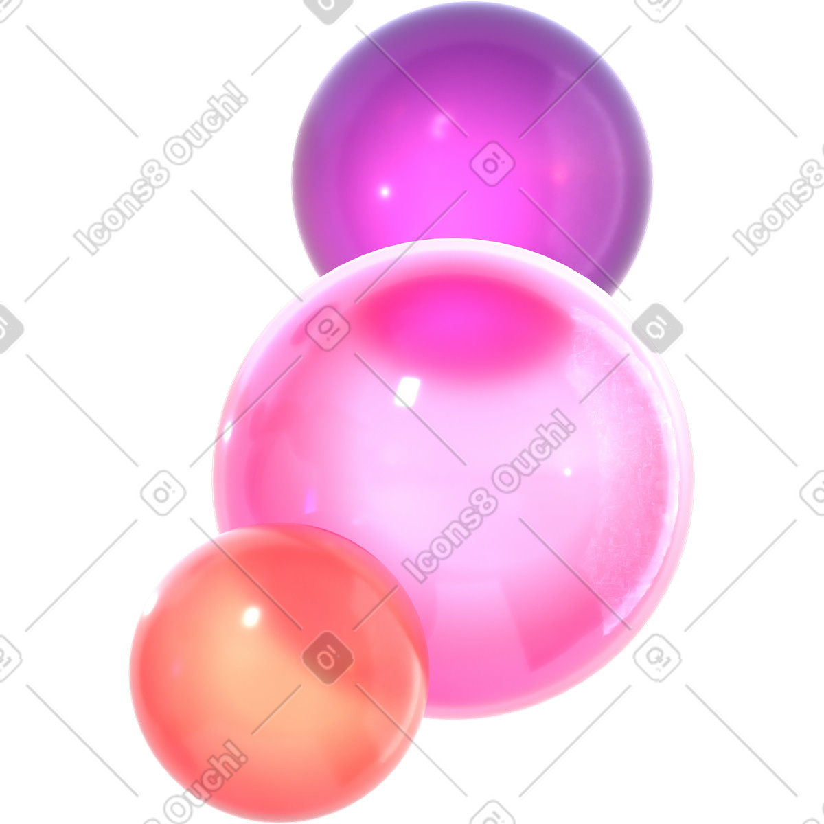Translucent glass bubbles illustration in 3D Glassy style download in PNG, SVG