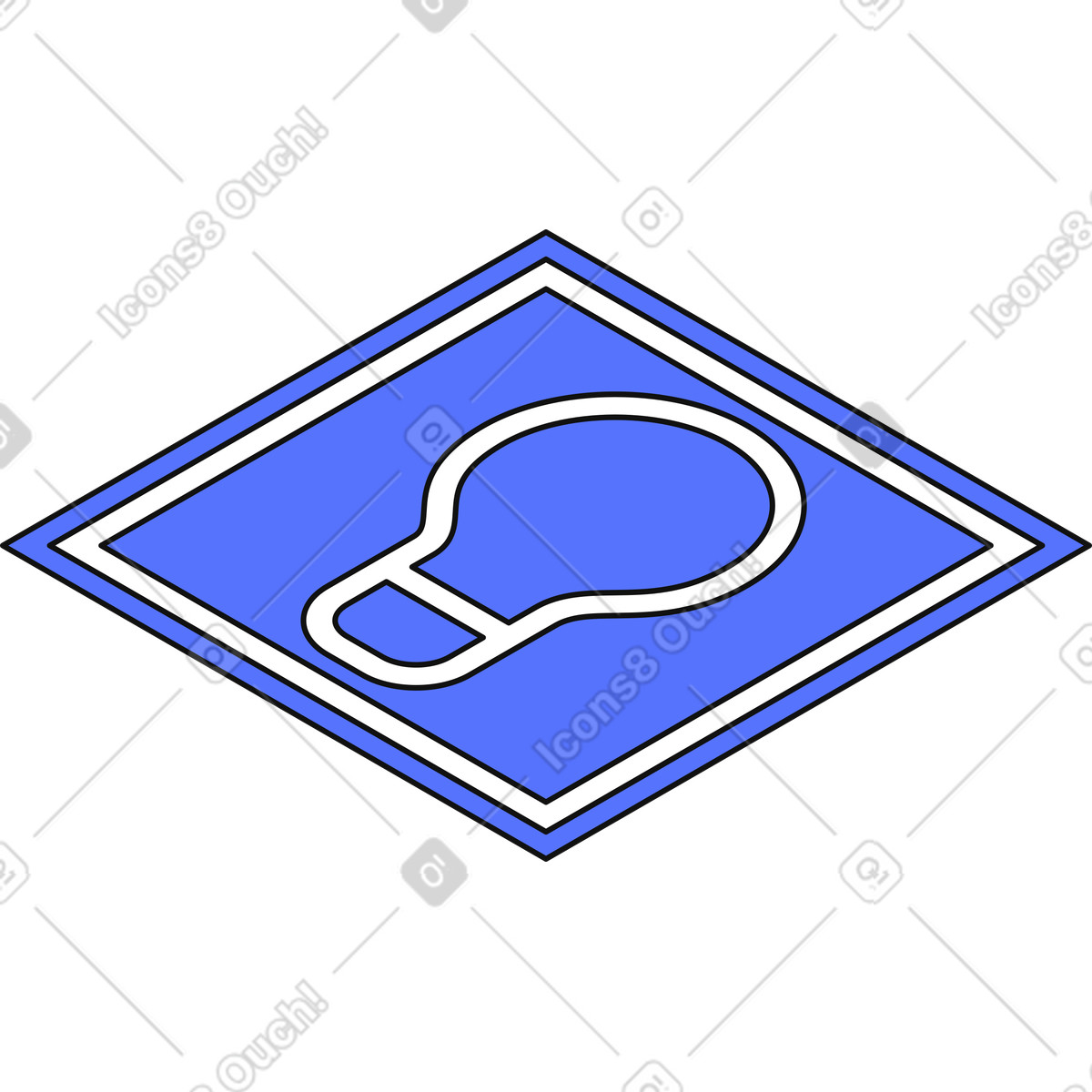 Bulb outline icon inside diamond frame for electricity idea symbol-Illustration im Main-Stil als Download in PNG, SVG