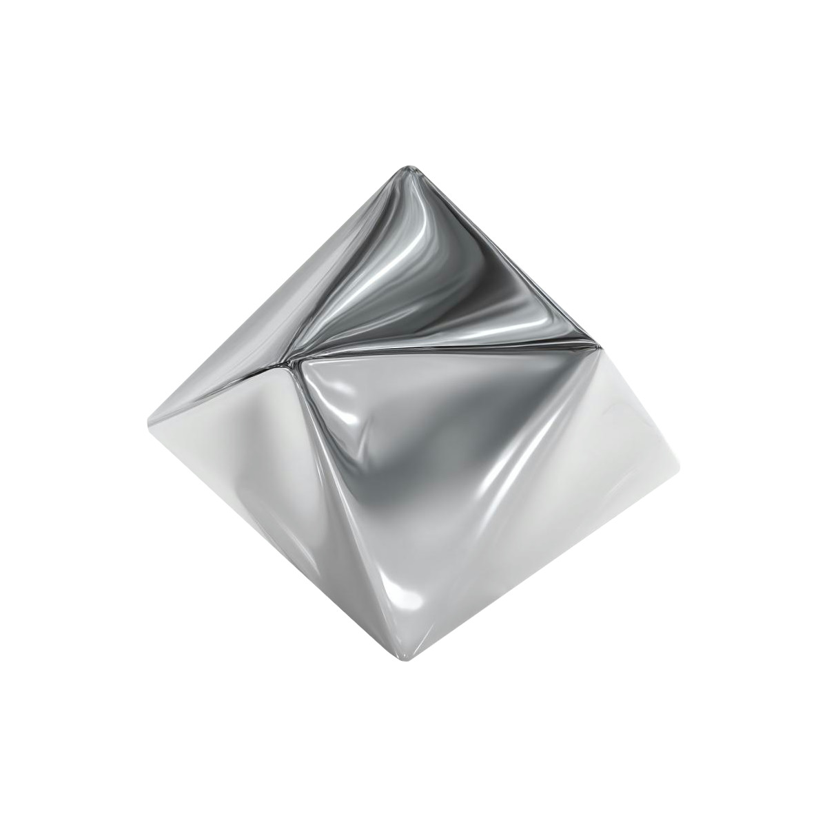 Metallic スタイルの 折り畳まれた金属クリスタル、chromeポリゴン形状、ai視覚化、3dクロム要素、テクノロジー美学 のイラストをPNG、SVG形式でダウンロード