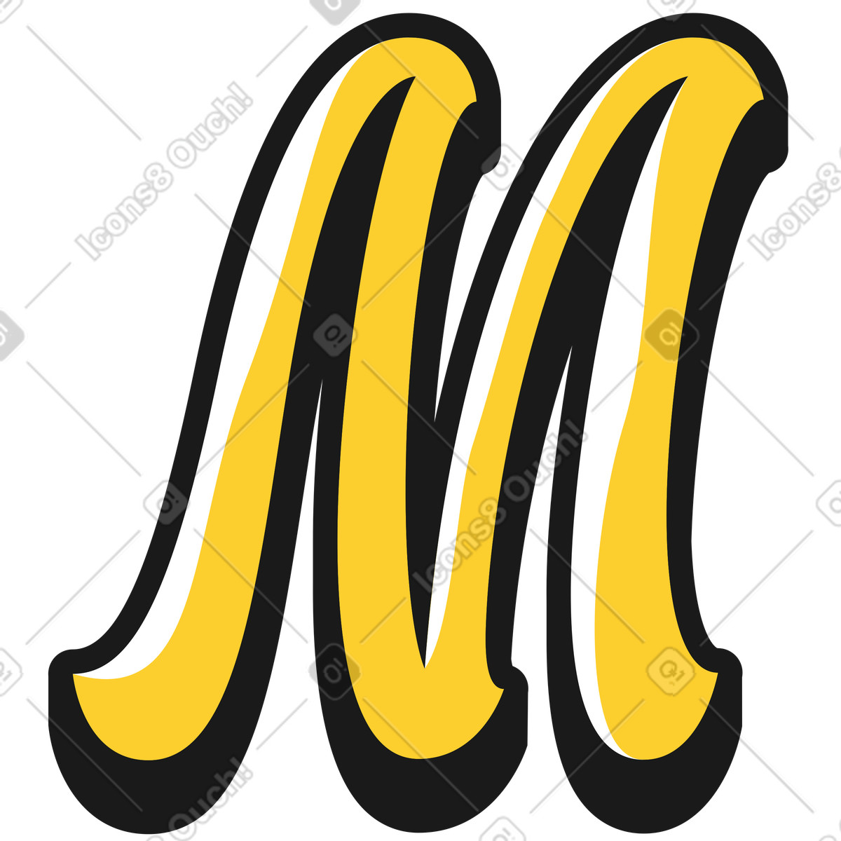 Ilustración Letra mayúscula m en estilo Taxi a descargar en PNG y SVG