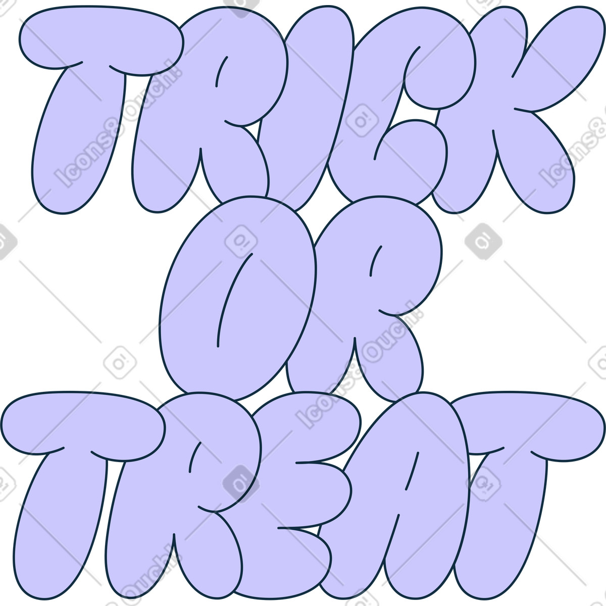 Lettering dolcetto o scherzetto illustrazione in stile Bubble gum scarica in PNG, SVG