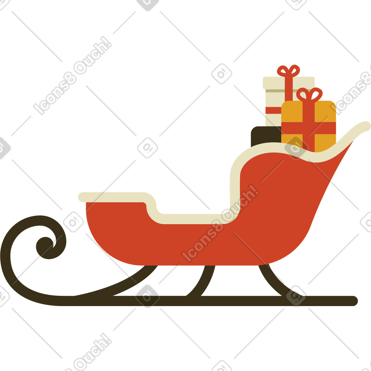Illustration Traîneau de santa dans le style Arabica à télécharger aux formats PNG, SVG