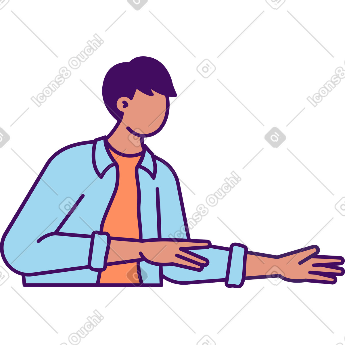 Young man illustration in Simplistic style download in PNG, SVG