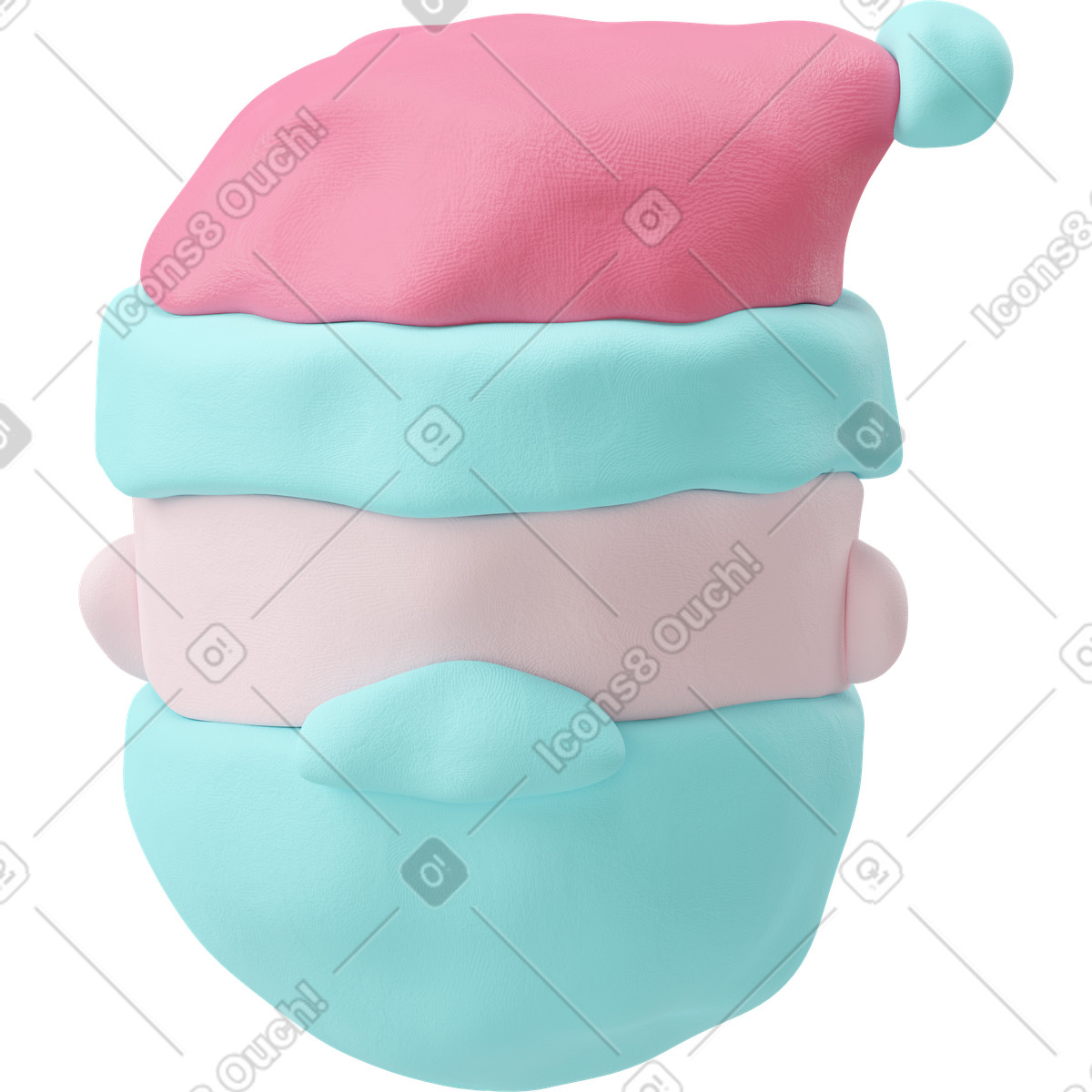 下载 3D Plastilina 风格的 圣诞老人的头 插画，支持 PNG、SVG 格式