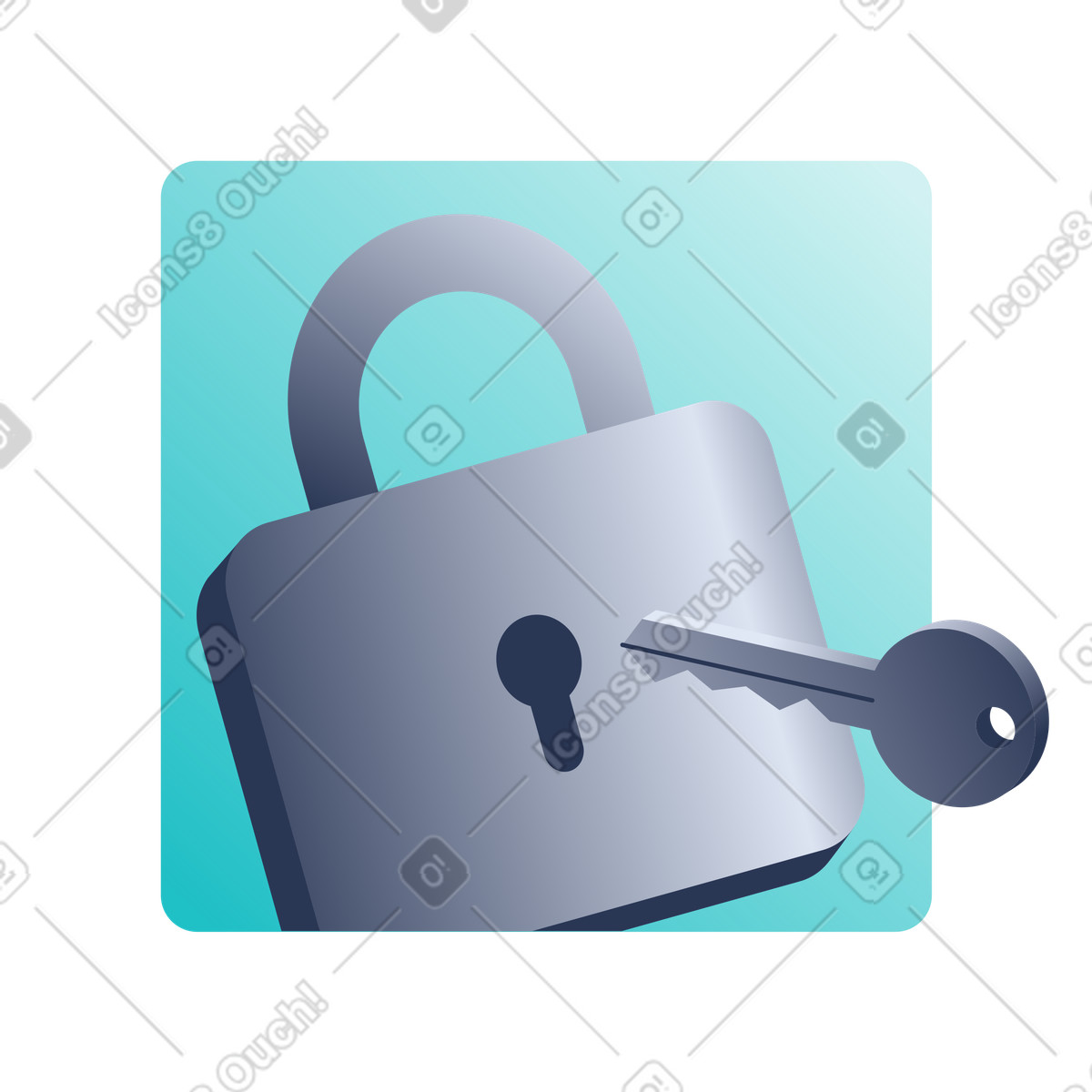 Lock and Key Icon, Data Protection Access Control illustration in Lucent style download in PNG, SVG