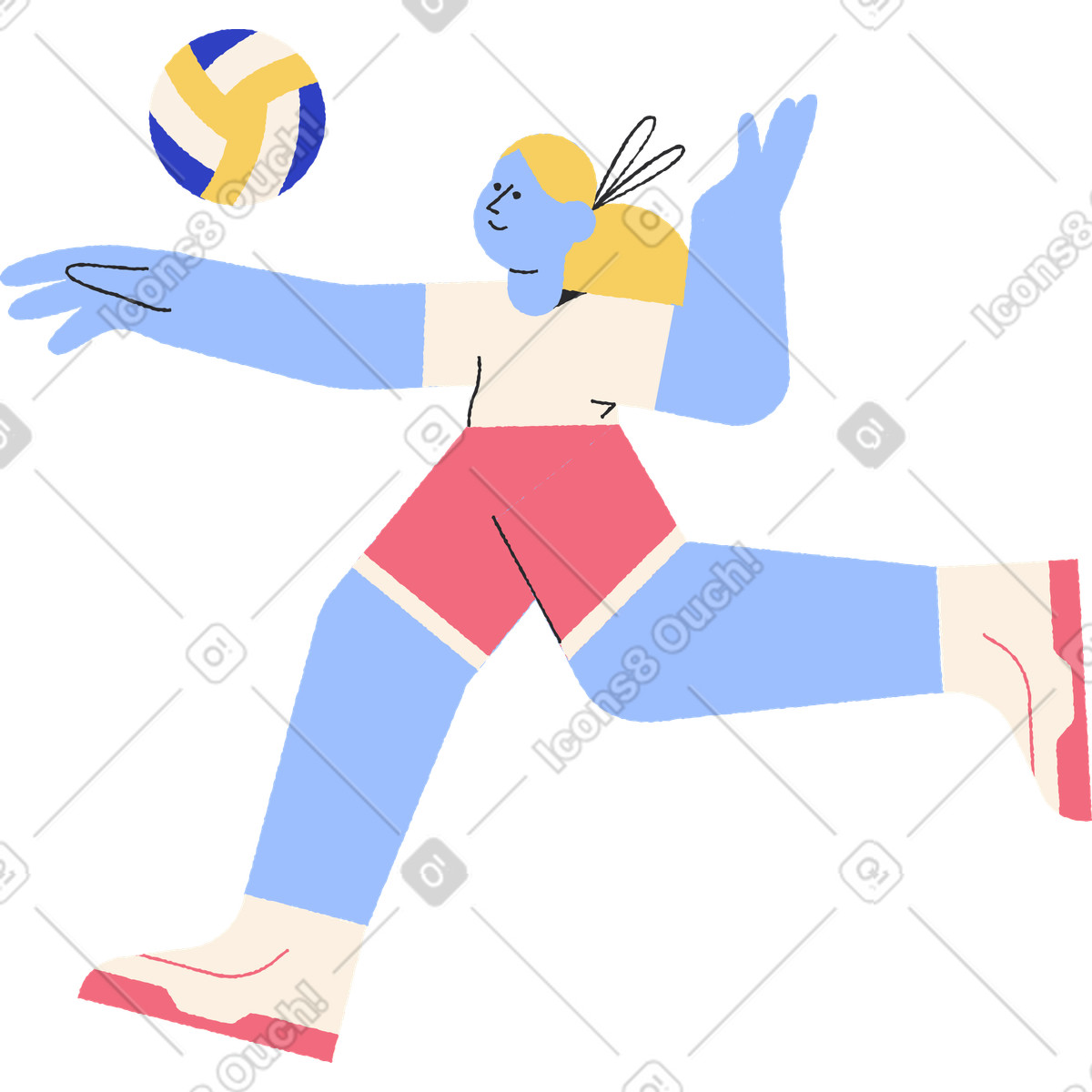 Illustration Volley-ball dans le style Pablo à télécharger aux formats PNG, SVG
