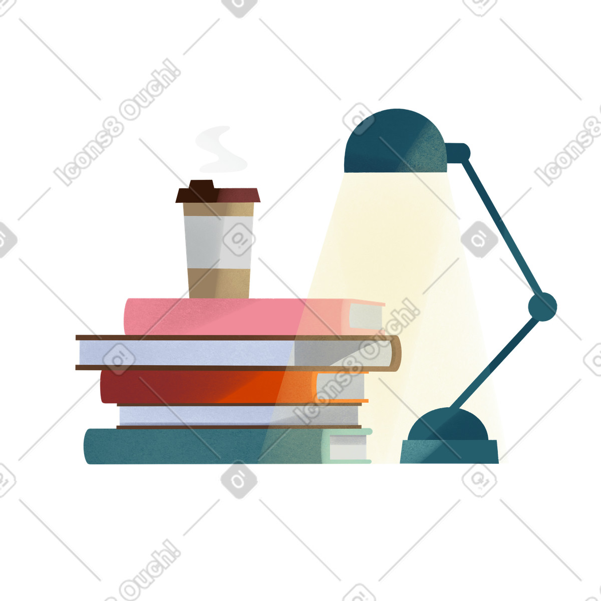 Stack of books and coffee illustration in Shine style download in PNG, SVG