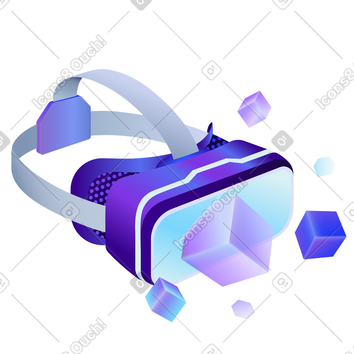 Visore per realtà virtuale in uso illustrazione stile Hi-tech scarica PNG, SVG