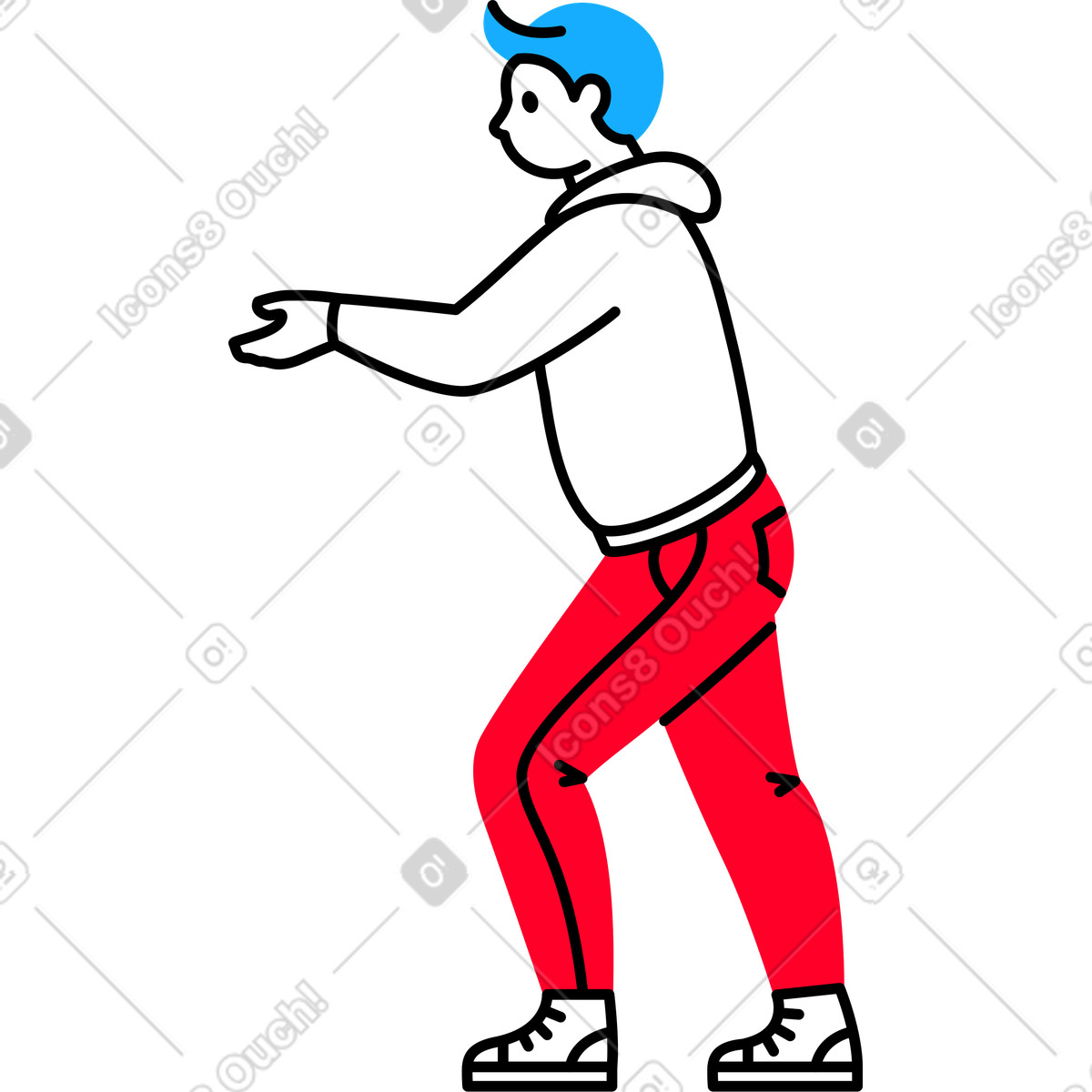 Illustration Homme avec la main tendue dans le style Transistor à télécharger aux formats PNG, SVG