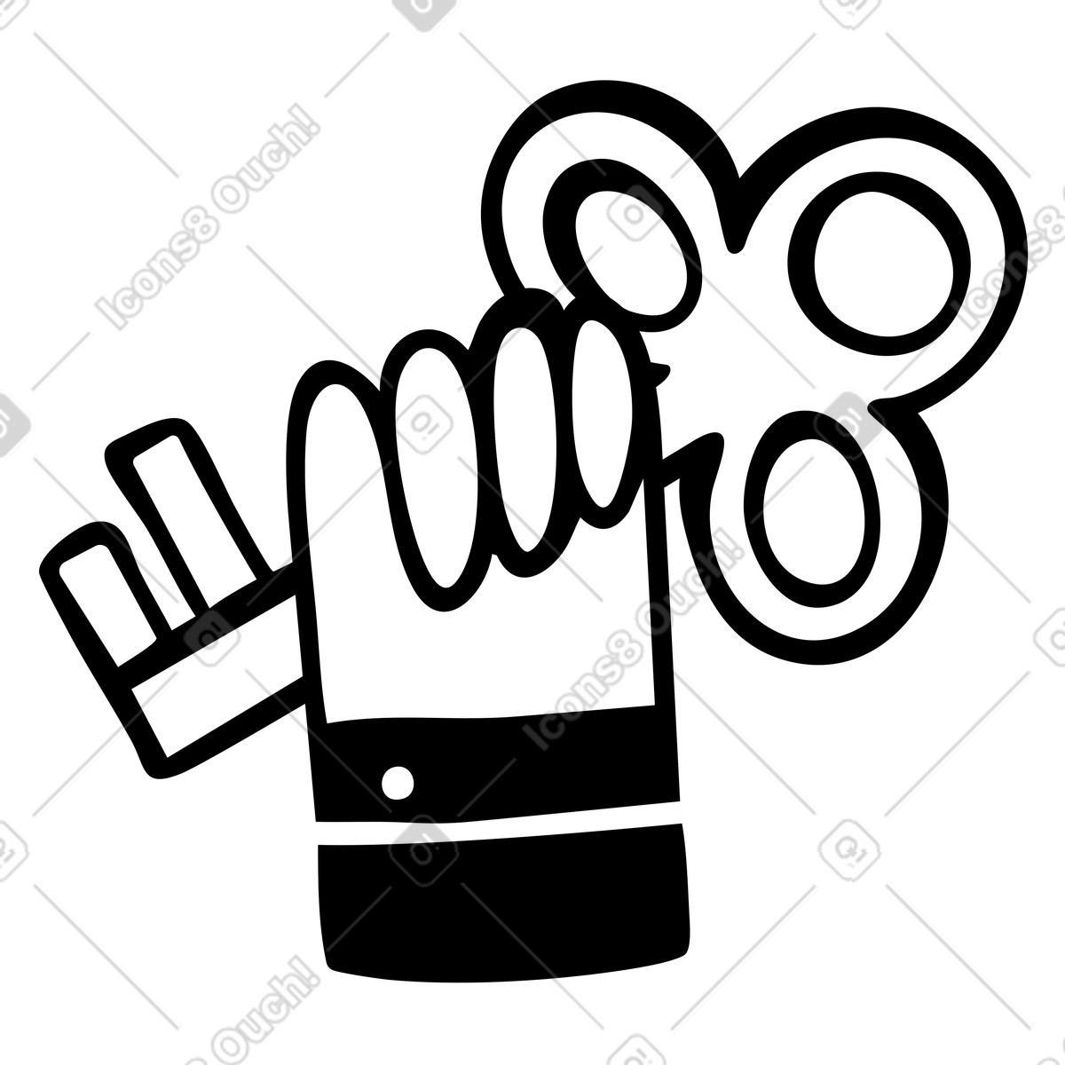 Hand holding key for sign in illustration in Journal style download in PNG, SVG