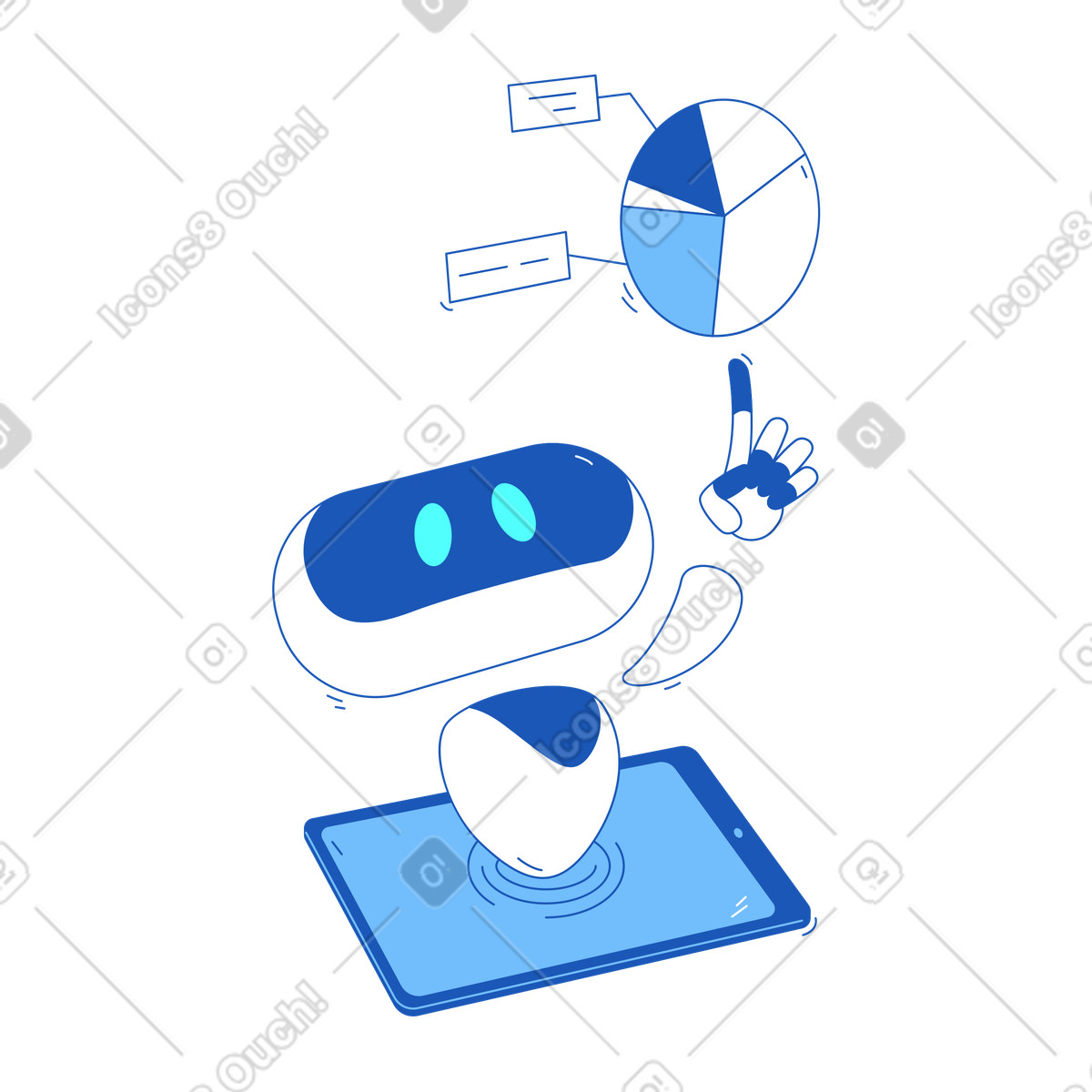 Иллюстрация Робот-советник ai указывает на диаграмму в стиле Storyline — скачать в форматах PNG, SVG