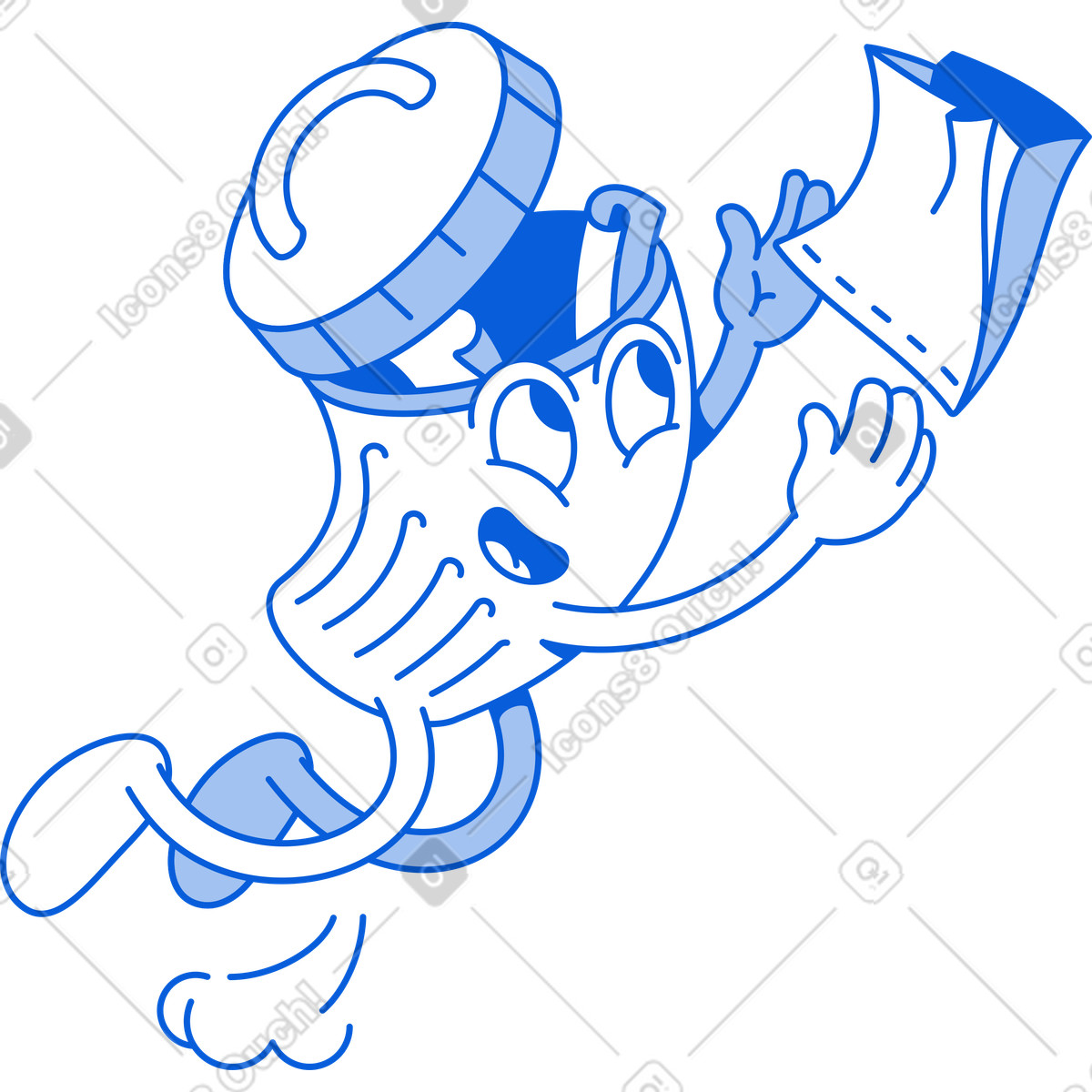 Funny trash can illustration in Handy Line style download in PNG, SVG