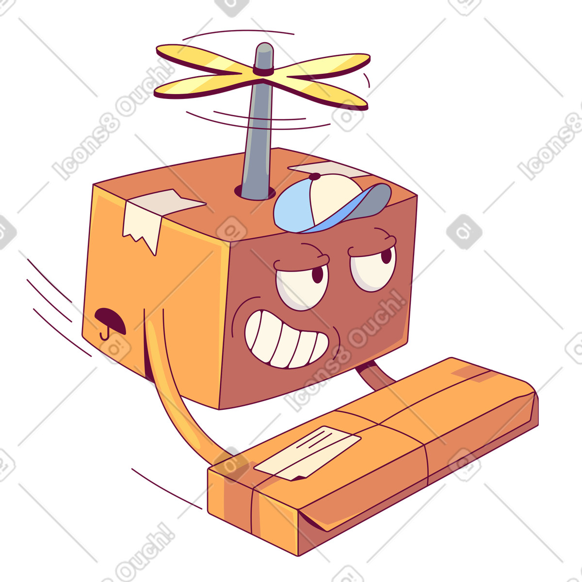 Ilustración animada Drone delivery of package or parcel, Contactless logistics solution en estilo Handy a descargar en GIF, Lottie (JSON), AE