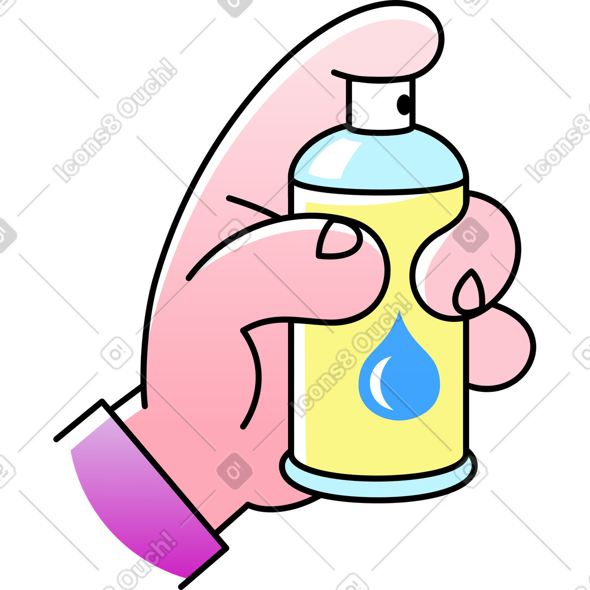 Ilustración Mano sosteniendo una lata de pintura en aerosol estilo Pocus a descargar PNG y SVG