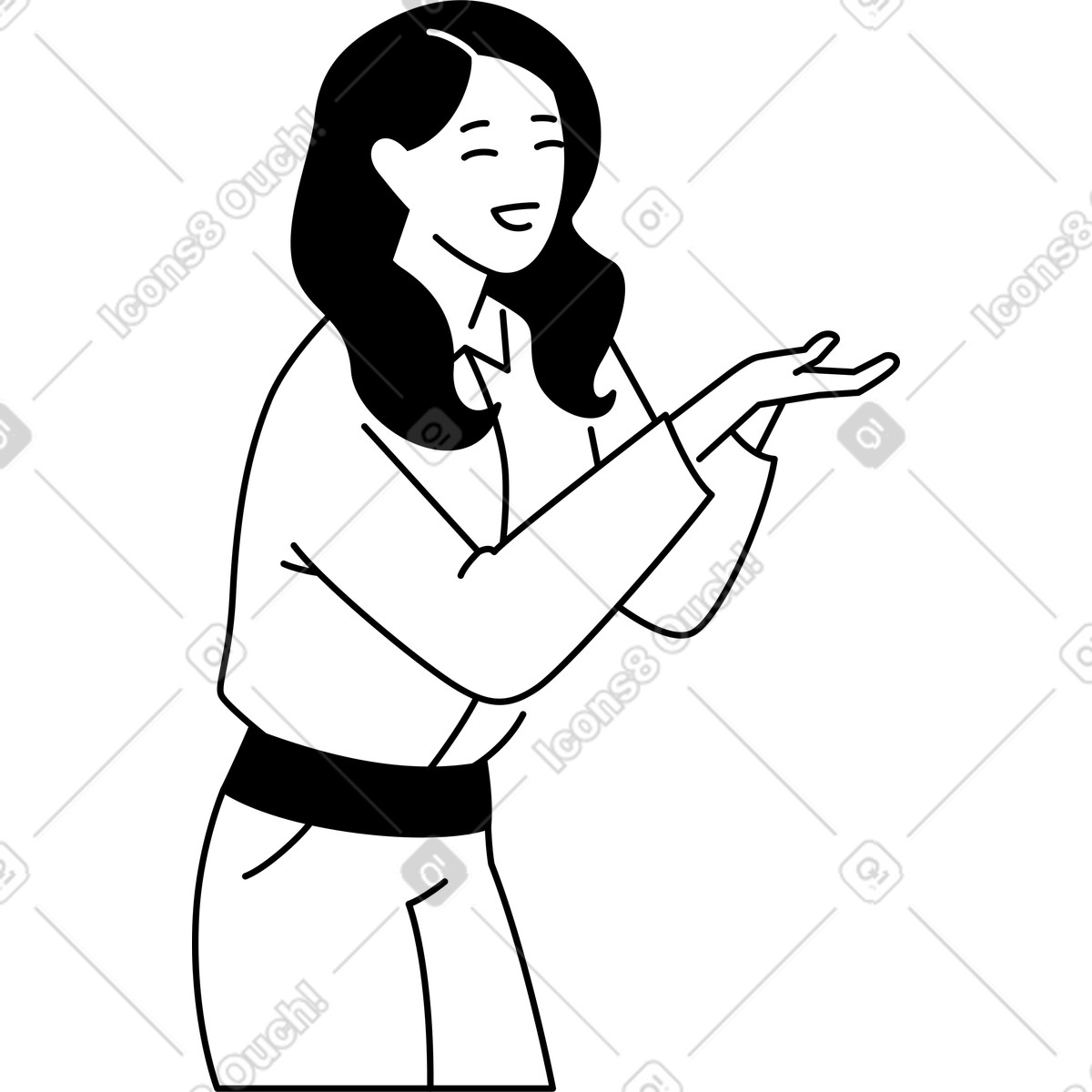 Junge frau streckt ihre hände aus-Illustration im Weekday-Stil als Download in PNG, SVG