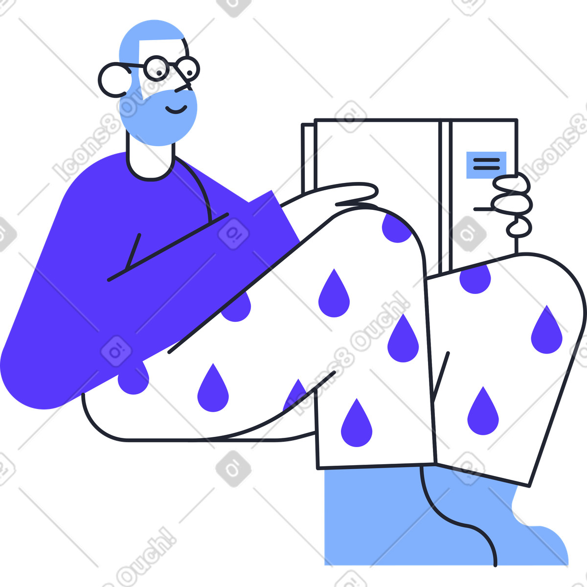 下载 Pablita 风格的 坐着读书的人 插画，支持 PNG、SVG 格式