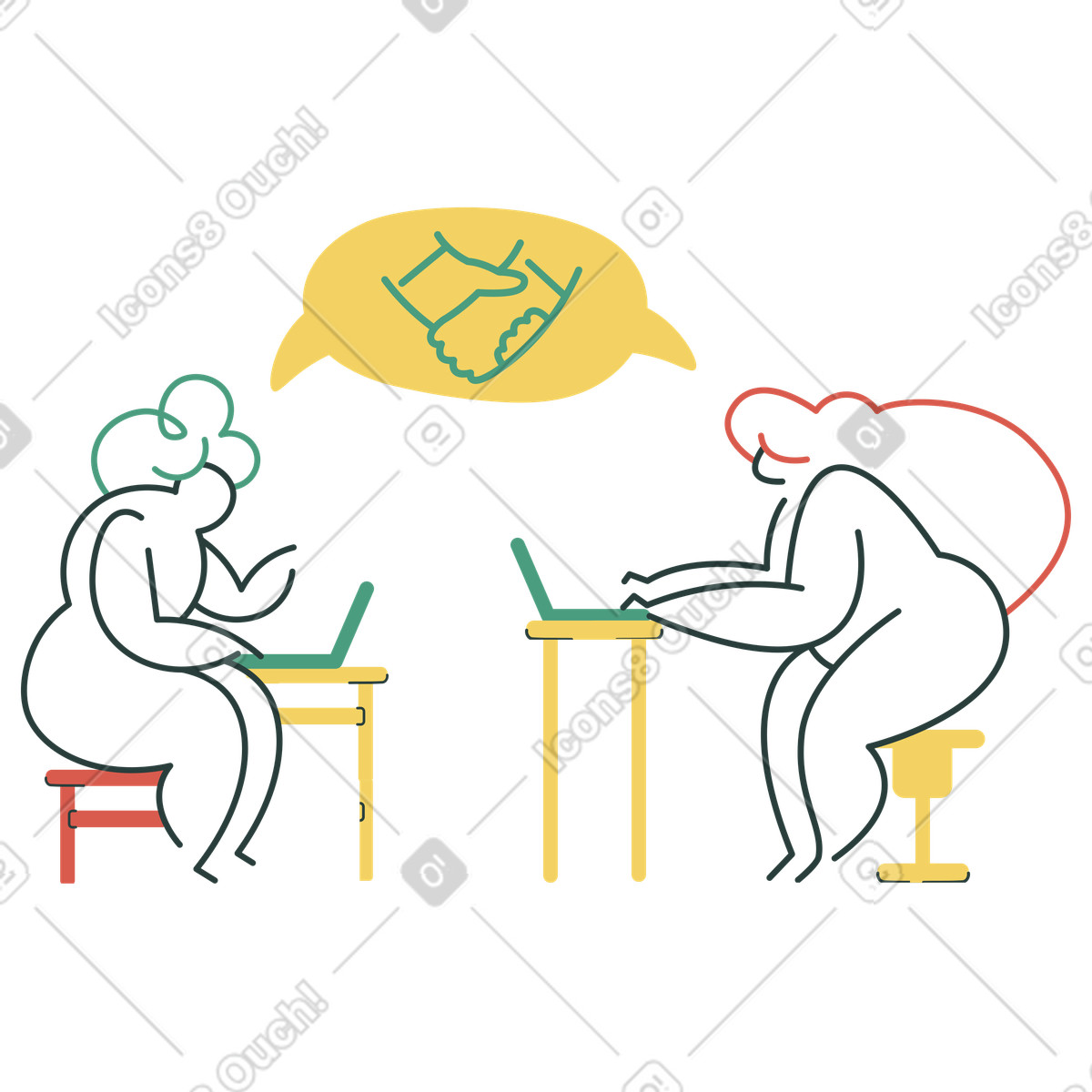 Illustration Collaboration au travail dans le style Macaroni à télécharger aux formats PNG, SVG