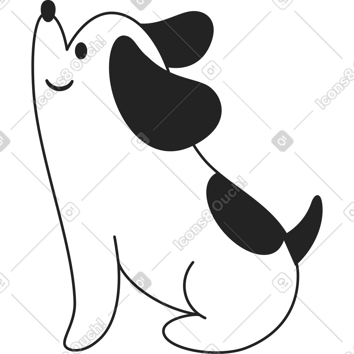 Ilustração de Cachorro sentado em no estilo Sammy Line para baixar em PNG, SVG