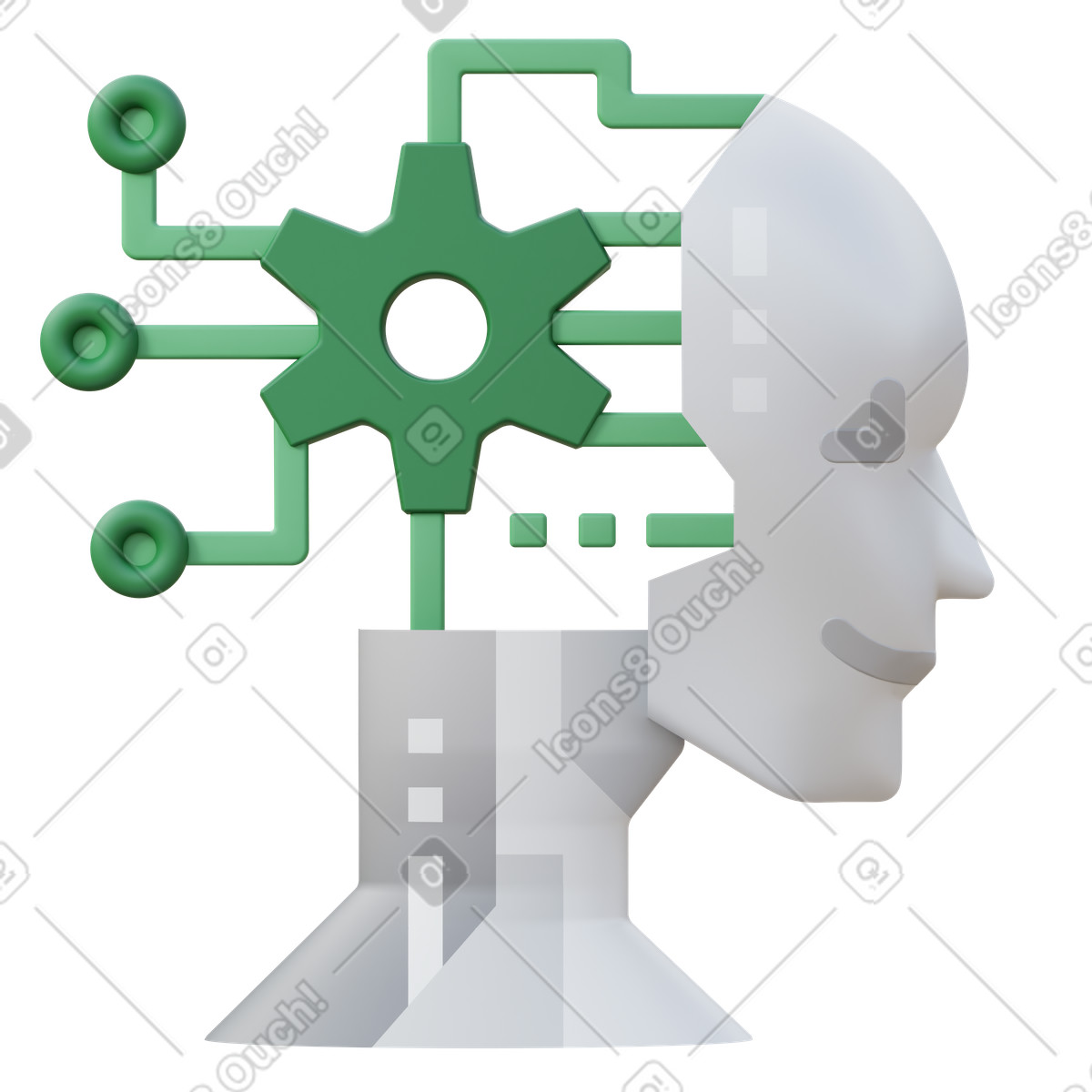下载 3D Fluency 风格的 Digital ai green 插画，支持 PNG、SVG 格式