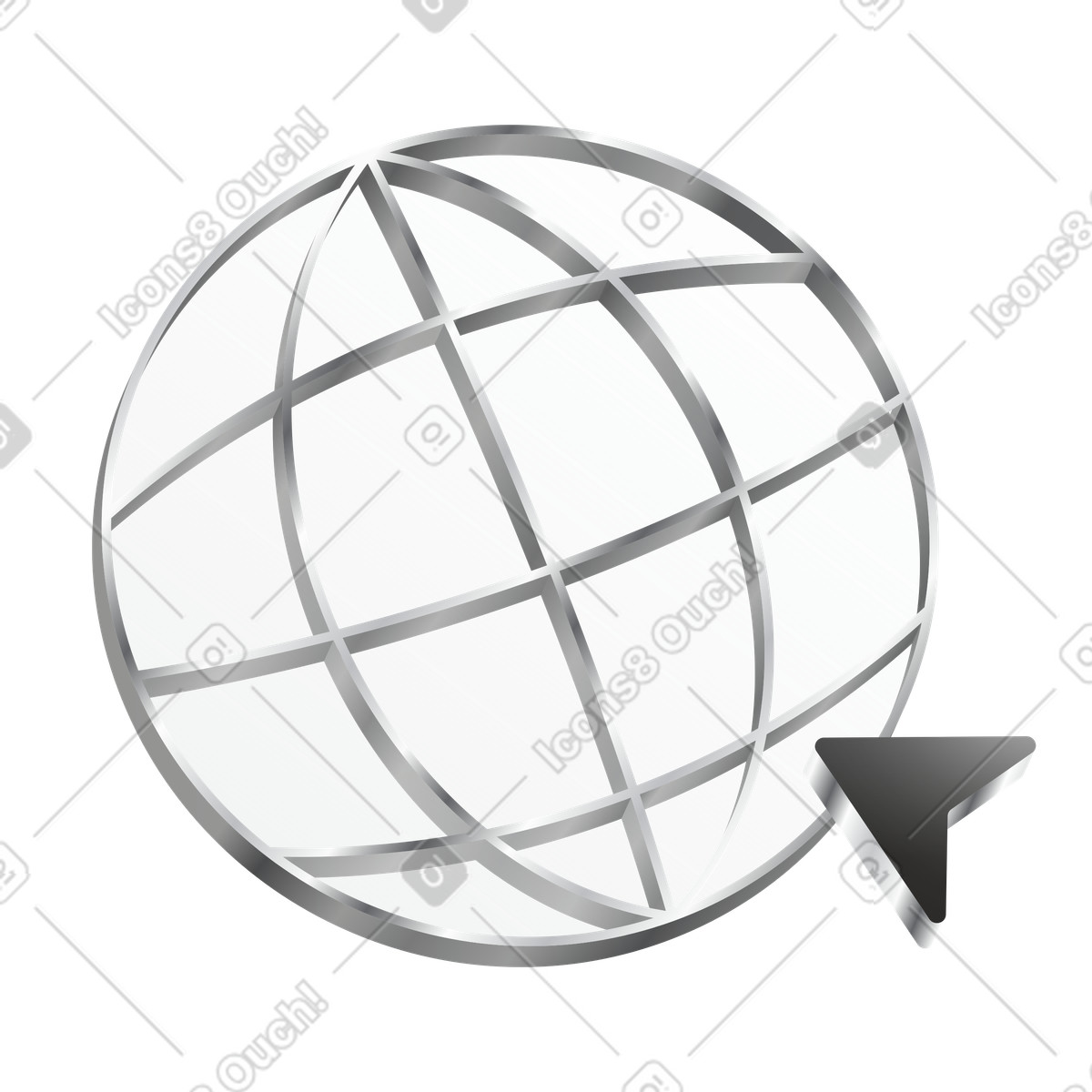 Globe icon with pointer arrow, Internet access and web browser illustration in Token style download in PNG, SVG
