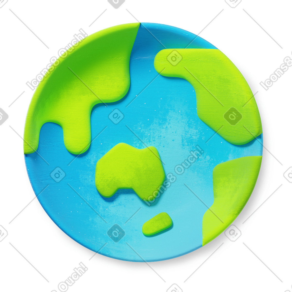 Globe earth map highlighting asia australia and pacific ocean regions illustrazione in stile 3D Microsoft Fluent illustration scarica in PNG, SVG