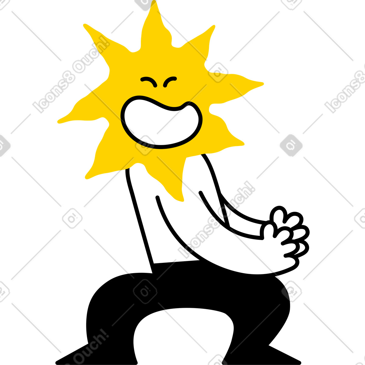 Character with a sun head illustration in Giggle style download in PNG, SVG