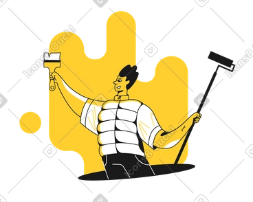 Man paints a wall PNG, SVG