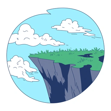 A high cliff stands majestically against the sky, with the edge jutting out sharply. Strong winds are blowing, causing the green grasses along the cliff's surface to sway dramatically. Above, fluffy white clouds are racing across the blue sky, their shadows casting fleeting patterns on the rocky face of the cliff. The scene captures the raw power of nature, with the grasses bending and swirling in the gusts, creating a sense of movement and energy.