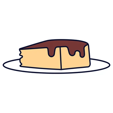 Smooth, melted chocolate cascading over a piece of cake