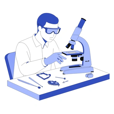 A technician using a microscope and precision tools to work on small components.