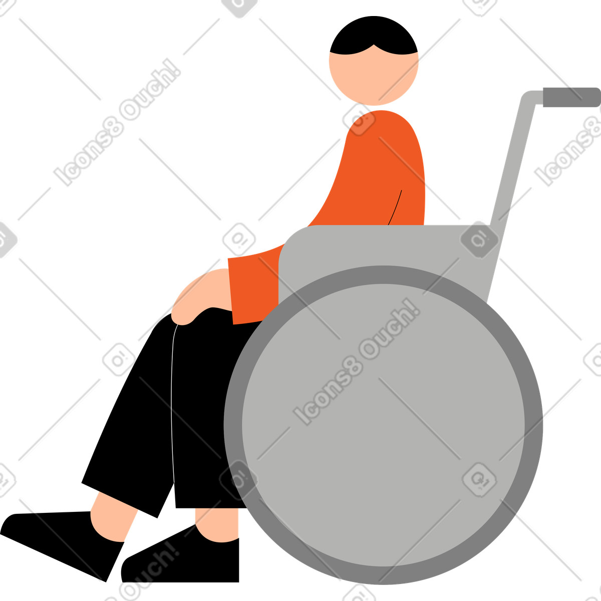 Uomo su una sedia a rotelle illustrazione animata in stile Tiny scaricabile in GIF, Lottie (JSON), AE