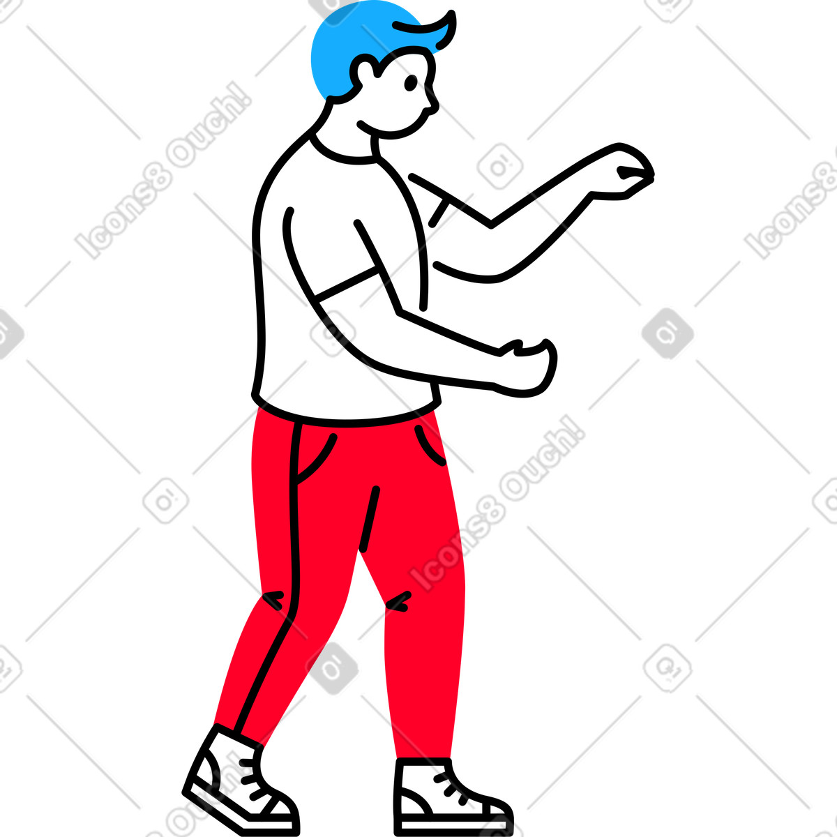 Man in short sleeve t-shirt illustration Transistor style download PNG, SVG