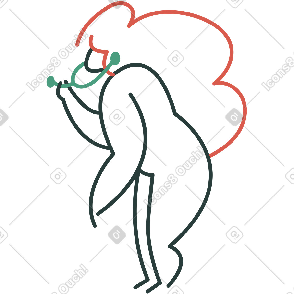 Mädchen-Illustration im Macaroni-Stil als Download in PNG, SVG
