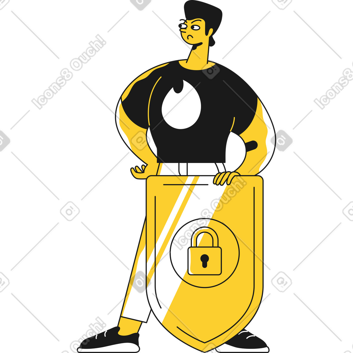Cyber security guy illustration in Taxi style download in PNG, SVG