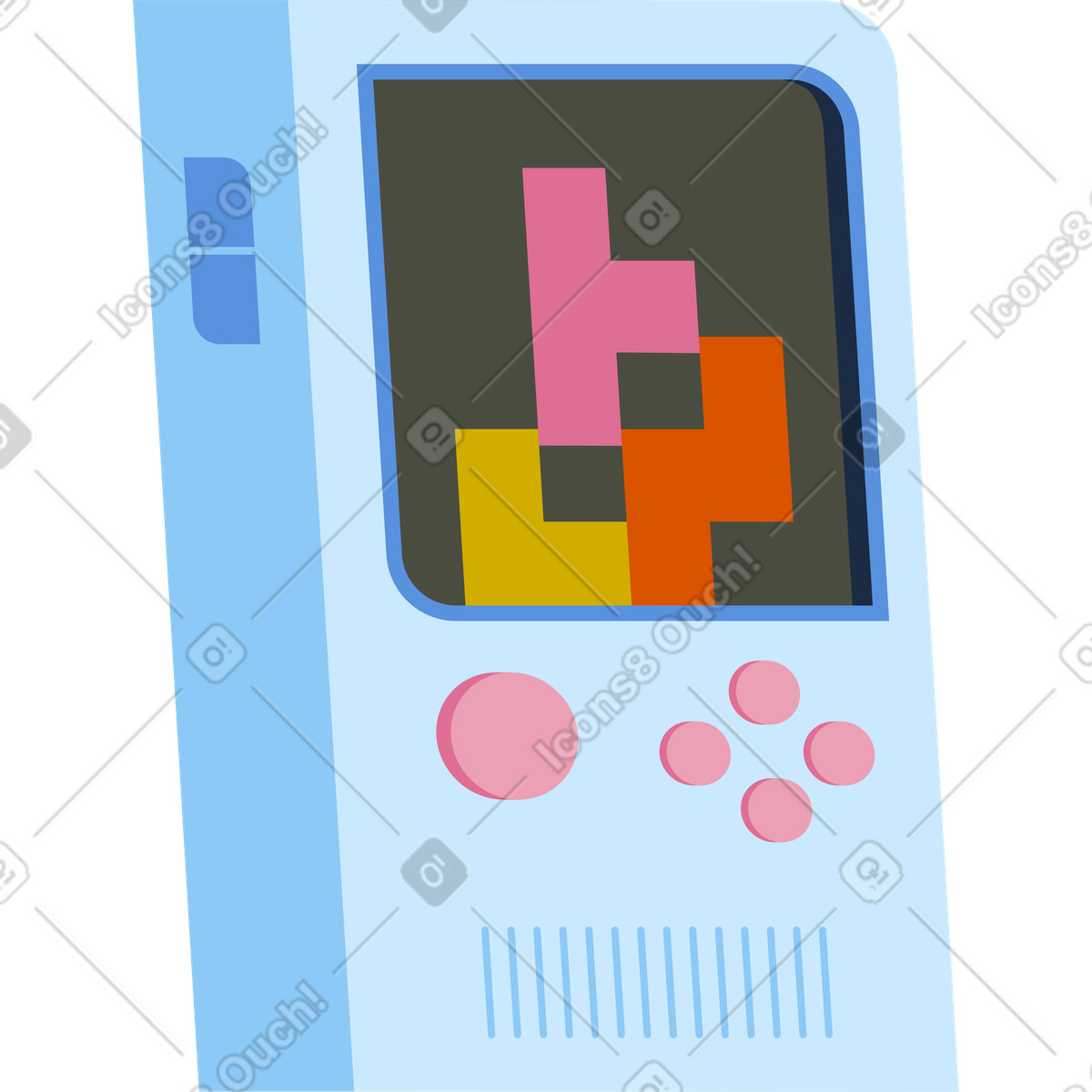Handheld game console with puzzle blocks illustration in Vector style download in PNG, SVG