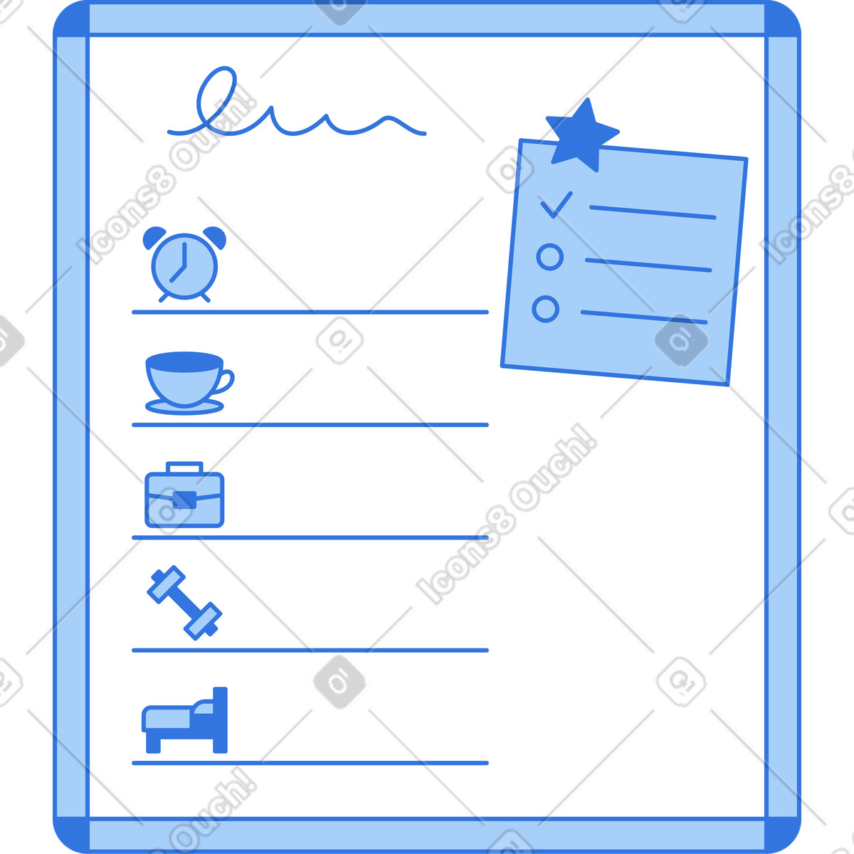 Tafel mit tagesplan-Illustration im Sky-Stil als Download in PNG, SVG