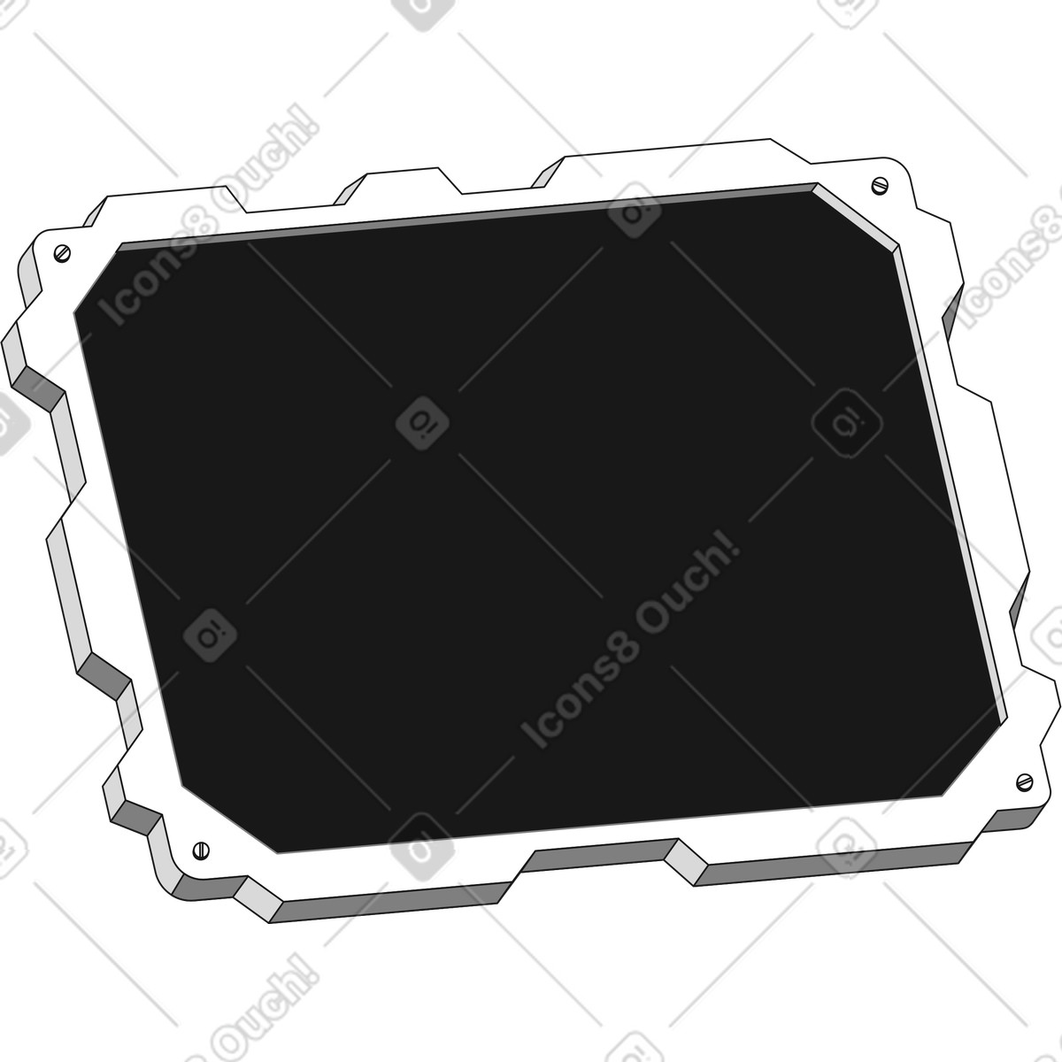 Tablet device with reinforced metal frame illustration in Futuristic style download in PNG, SVG