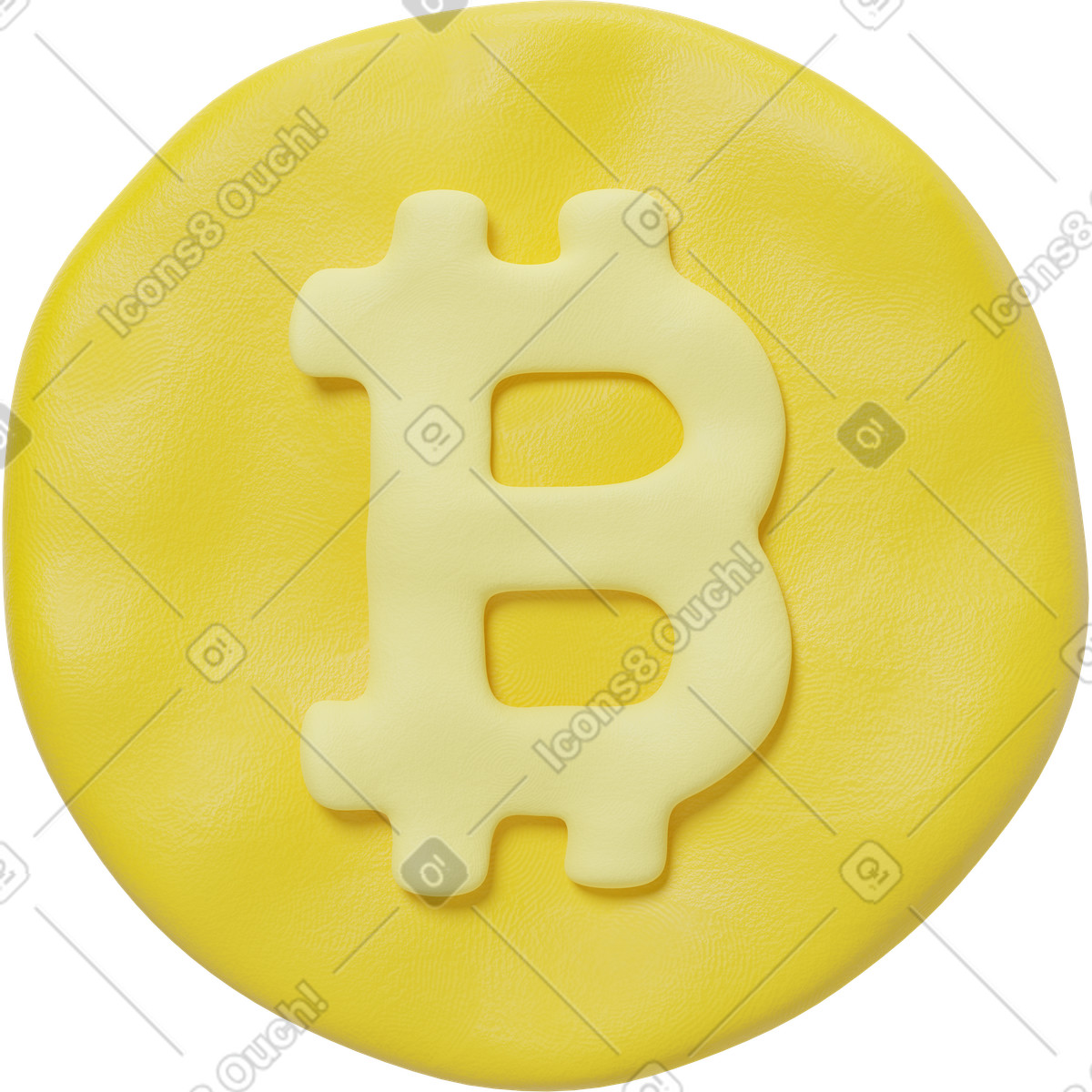 3D Plastilina 스타일의 노란색 bitcoin 아이콘 일러스트레이션 PNG, SVG 다운로드