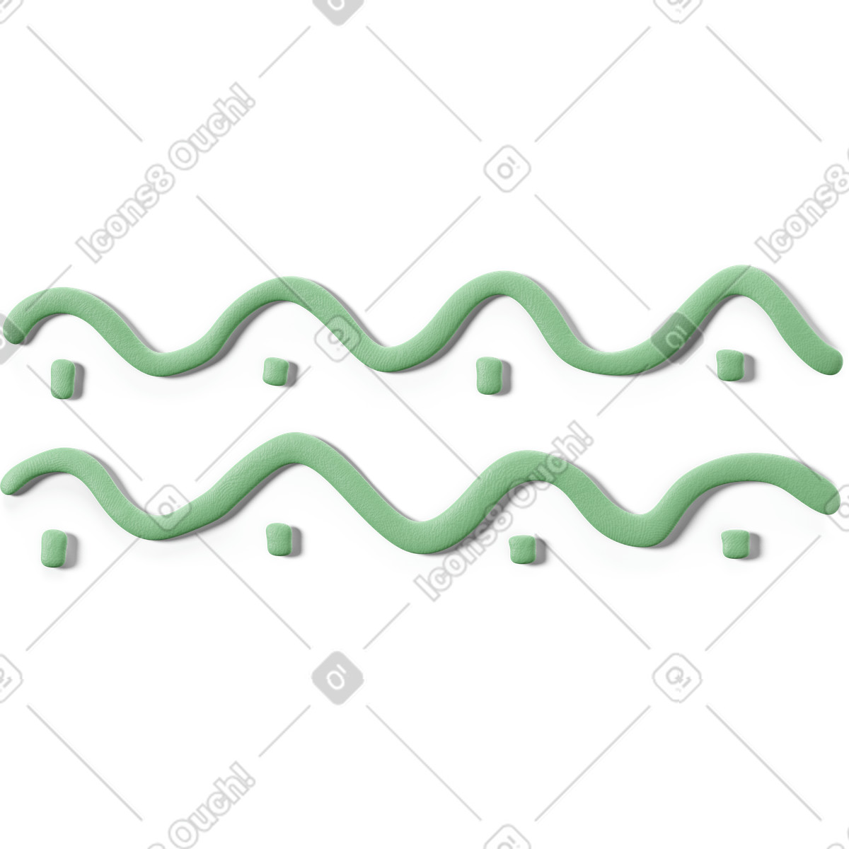 Illustration Lignes vertes ondulées avec des points dans le style 3D Stripy à télécharger aux formats PNG, SVG