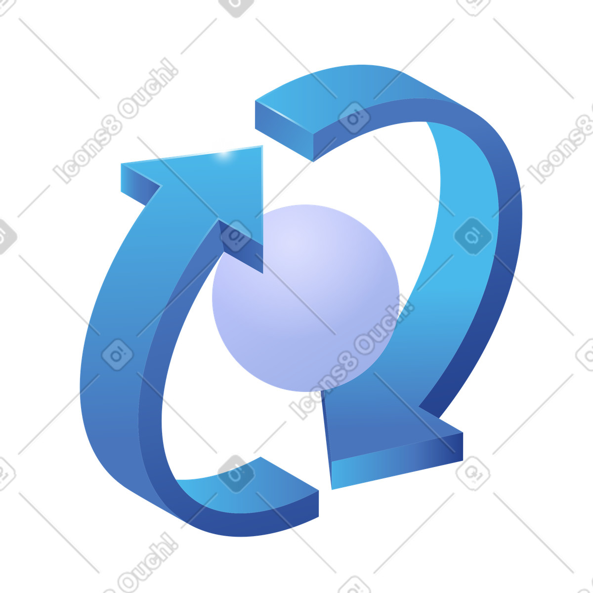 Process arrow loop around ball indicating workflow iteration and improvement-Illustration im Quantum-Stil als Download in PNG, SVG