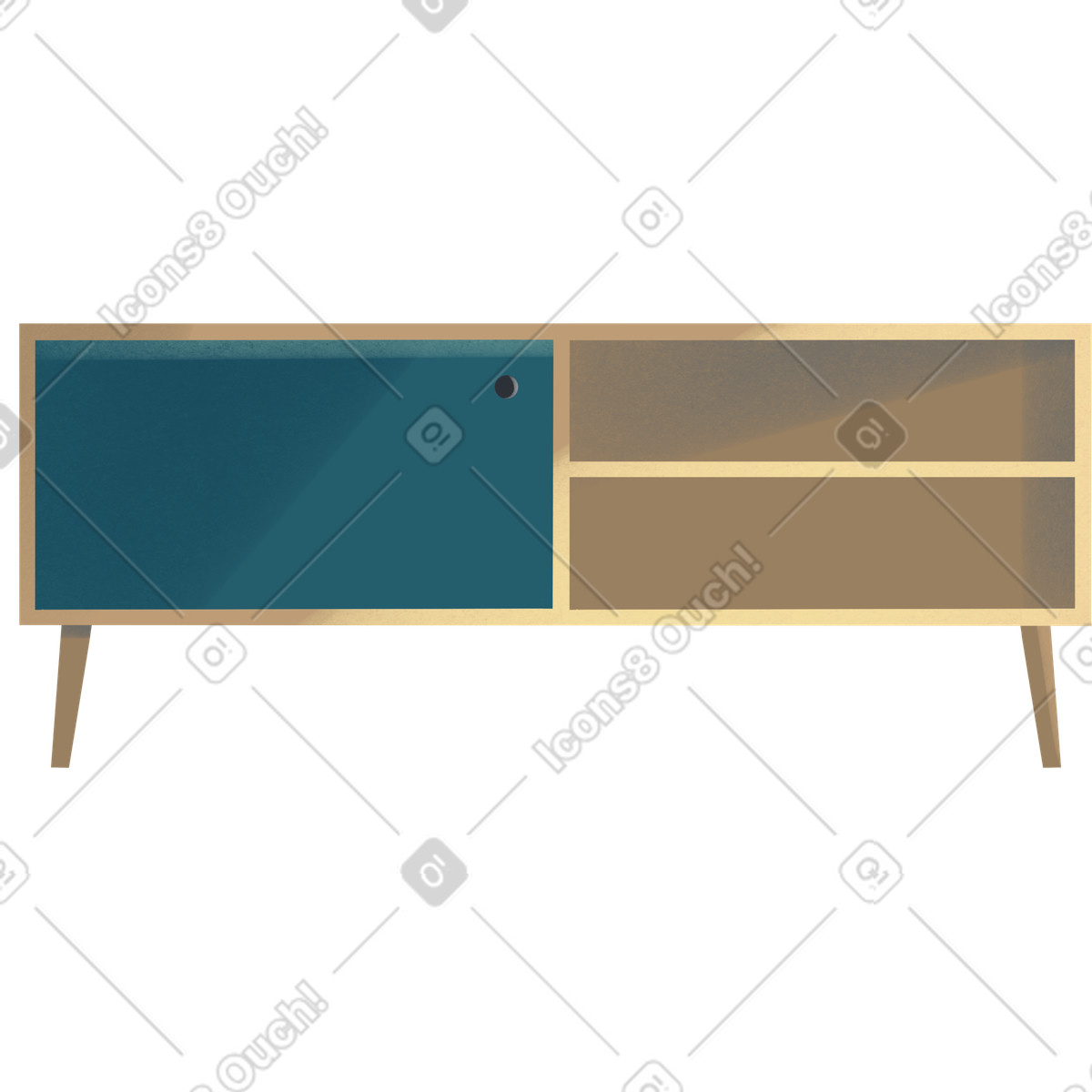 Cabinet with legs illustration in Shine style download in PNG, SVG