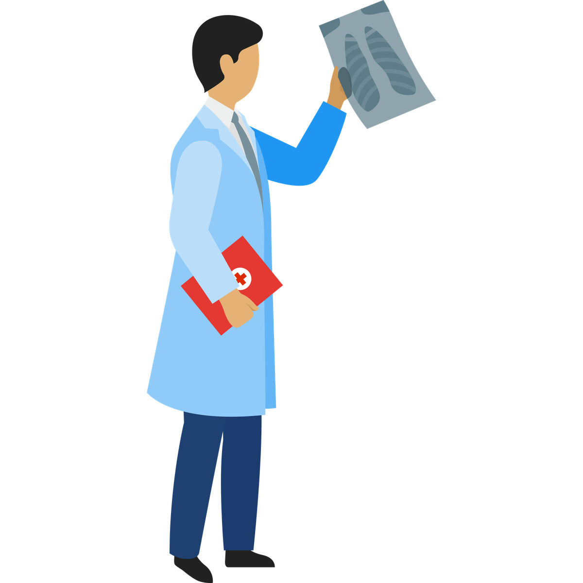 Fogg 스타일의 Doctor with x-ray image and patient-card 일러스트레이션 PNG, SVG 다운로드