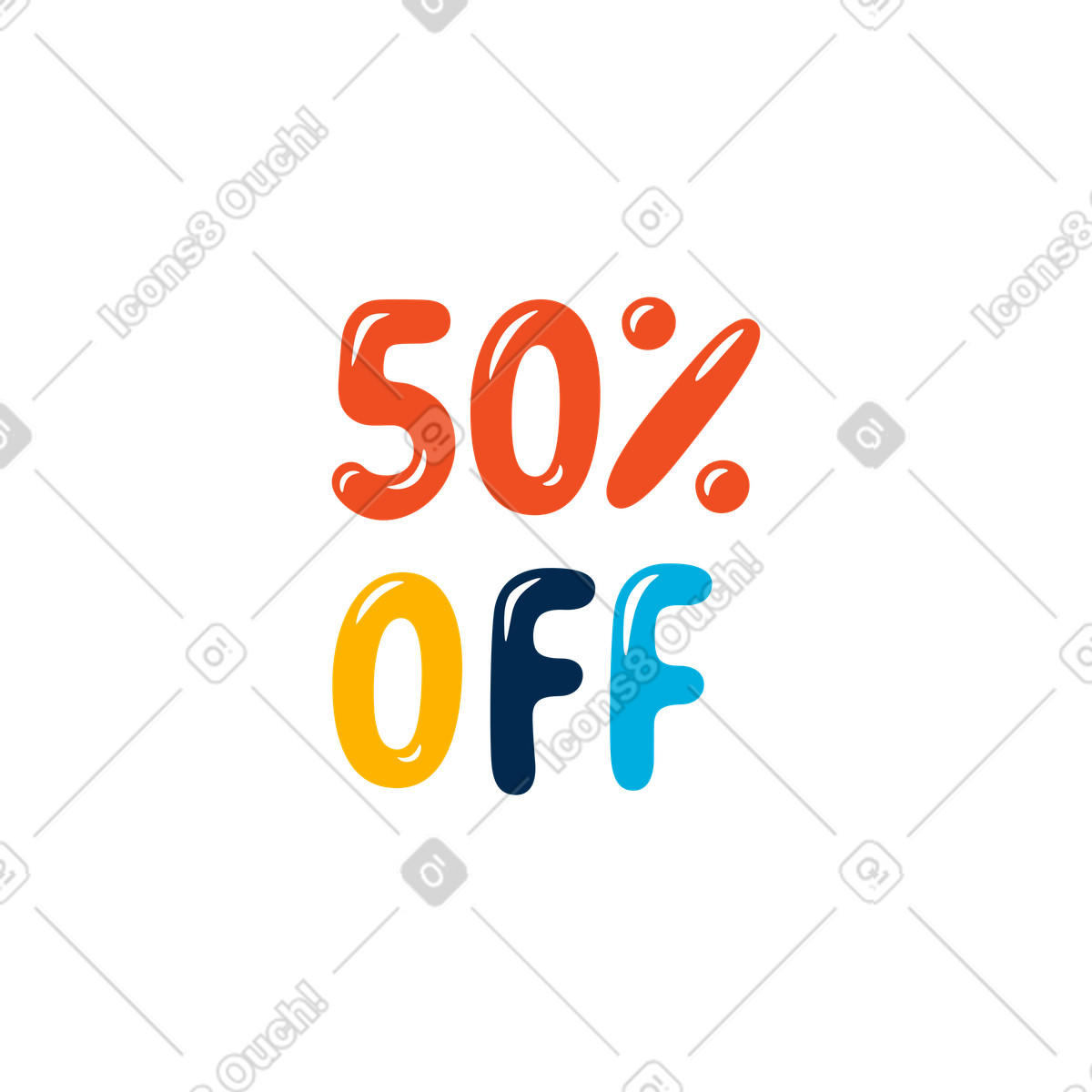 下载 Flame 风格的 Fifty percent off 插画，支持 PNG、SVG 格式