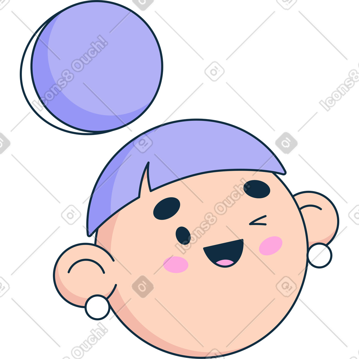 Ilustración Woman's head winks en estilo Bubble gum a descargar en PNG y SVG