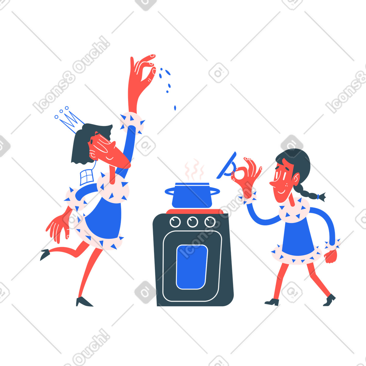 Ilustração de Cooking together em no estilo Kingdom para baixar em PNG, SVG