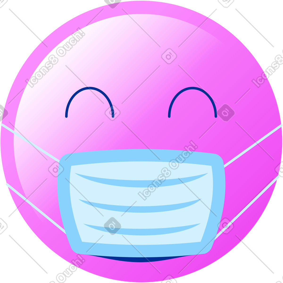 Emoji in medical mask illustrazione stile Glossy scarica PNG, SVG