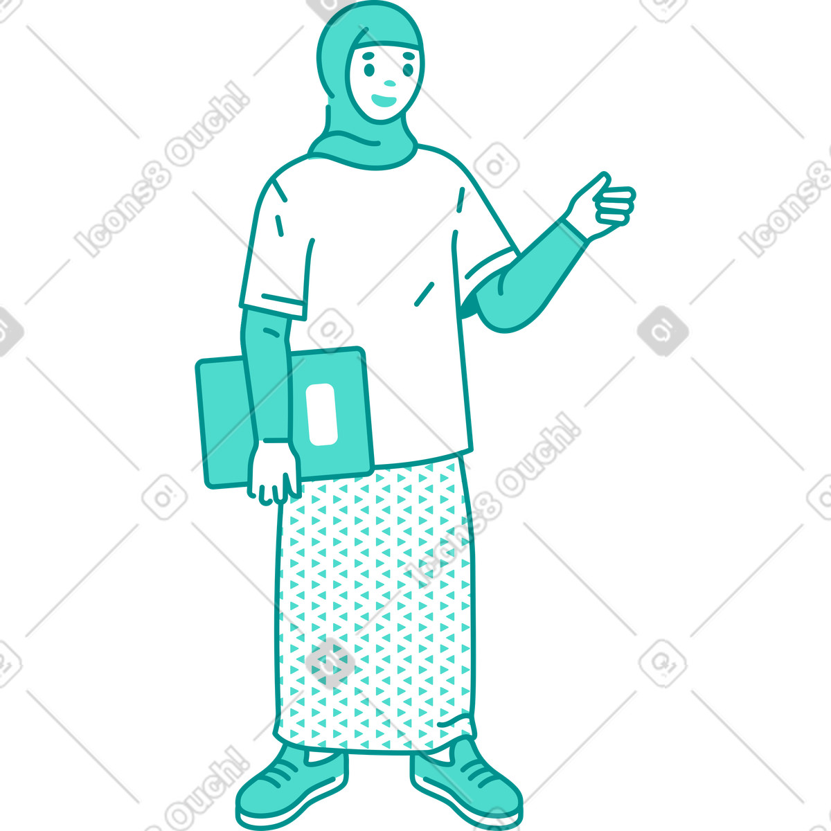 Young woman wearing a stylish hijab illustration clipart in PNG SVG