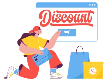 A person excited about online shopping discounts - Sammy style illustration